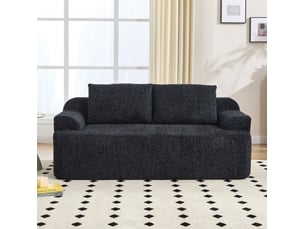 Canapé droit compressé fixe <strong>MODENVIE</strong> <strong></strong> 2 places Velours côtelé noir