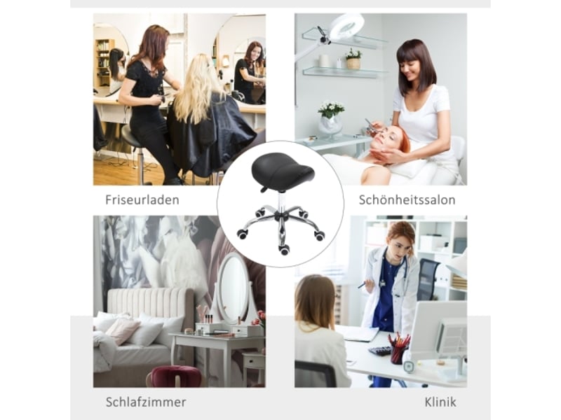  Tabouret selle pivotant rembourré réglable en hauteur, noir, pour beauté et bureau  - Conforama D