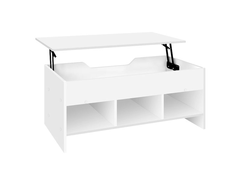  Table basse relevable 96x51x45 cm avec rangement bois métal blanche  - Conforama A