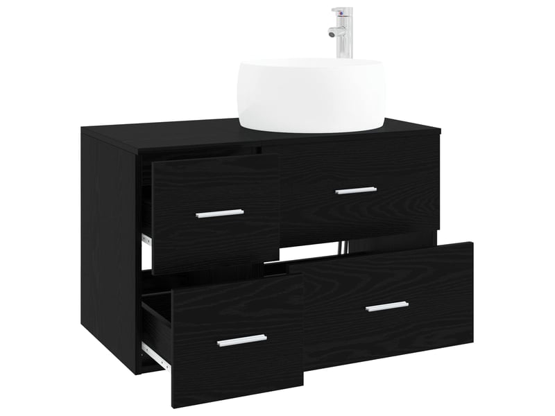  Ensemble de mobilier de salle de bain 2 pc chêne noir cf64111  - Conforama C