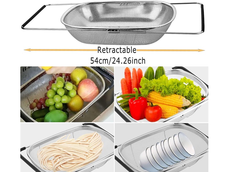 Passoire evier, passoire cuisine inox, passoire pliable, passoire fine cuisine, pour laver les légumes et les fruits, extensible, ustensiles de cuisin DNUIT001988M-XSJ - Conforama C