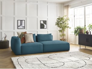 Canapé droit fixe BOBOCHIC LEOPOLD 3 places Velours bleu