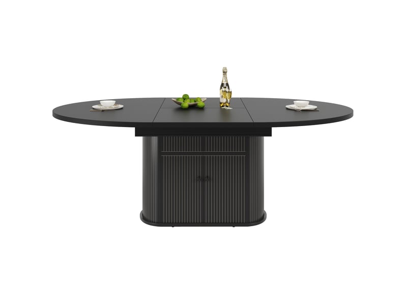  Table à manger extensible avec rangement 118 à 158x118 cm en mdf noir  - Conforama A