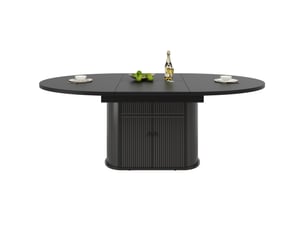 Table à manger extensible avec rangement 118 à 158x118 cm en mdf noir