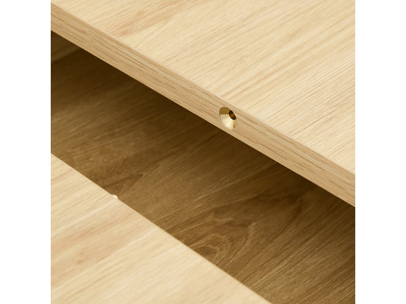 Table à manger, extensible, en noyer, avec compartiment intégré, couleur naturelle - Conforama W