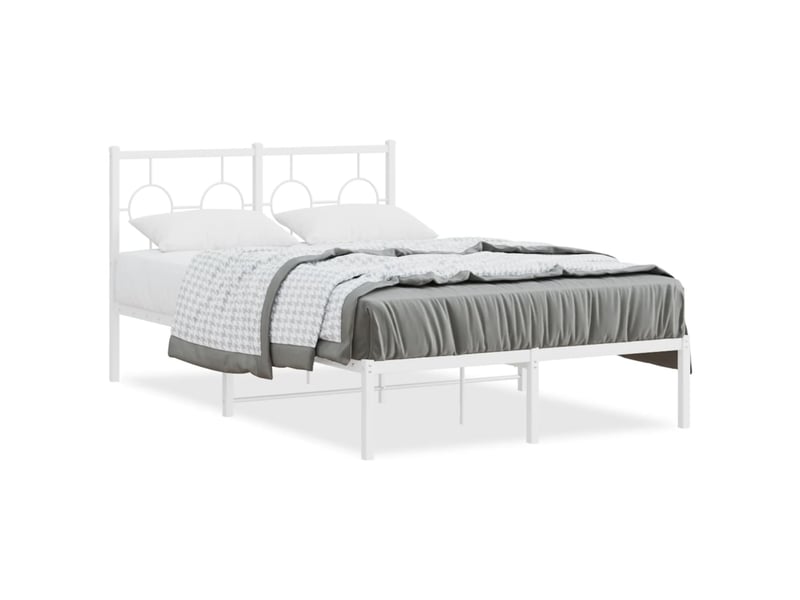  Lit double- lit adulte -  cadre de lit métal sans matelas et tête de lit blanc 120x200 cm  - Conforama A