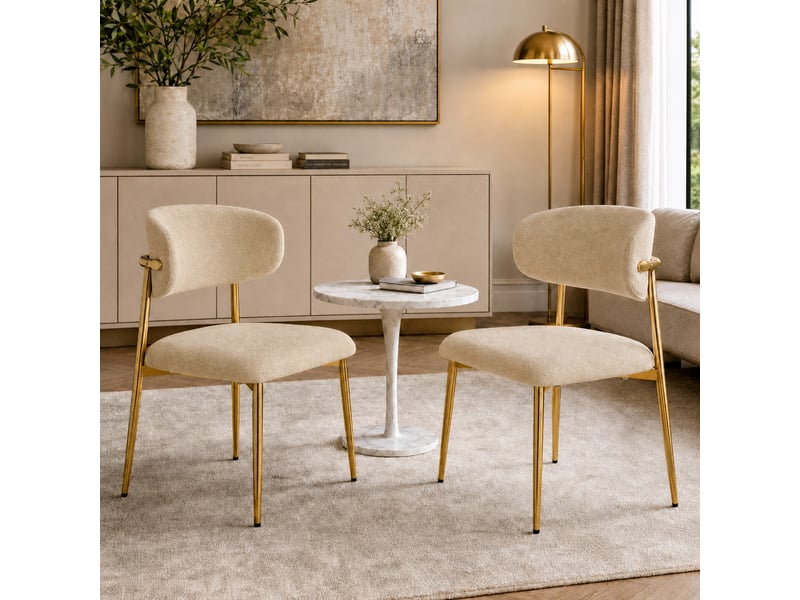  Lot de 2 chaises de salle à manger rembourrées réglables en hauteur, structure dorée, charge 125 kg, coloris marron Fay Lum - Conforama B