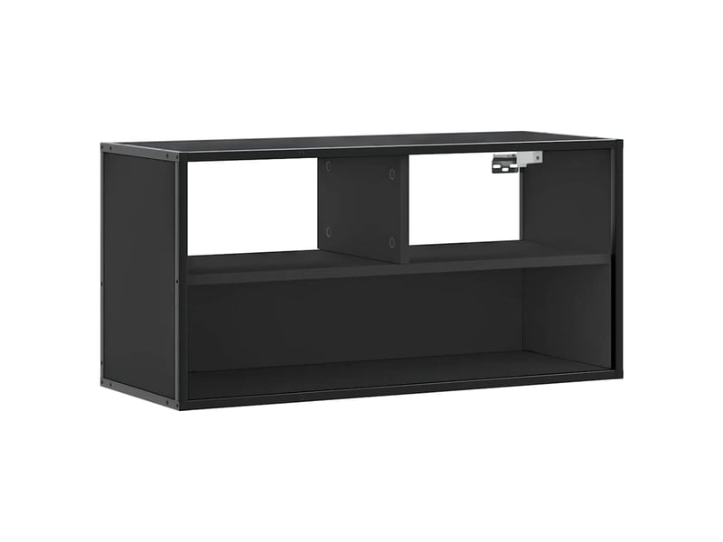  Meuble tv - banc tv - meuble de rangement noir 80x31x39,5 cm bois d'ingénierie et métal  - Conforama A