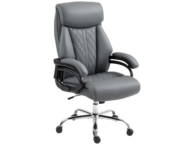  Fauteuil de direction, supportant jusqu'à 150 kg, fauteuil de bureau grande taille en cuir pu avec rembourrage à ressorts, gris anthracite  - Conforama B