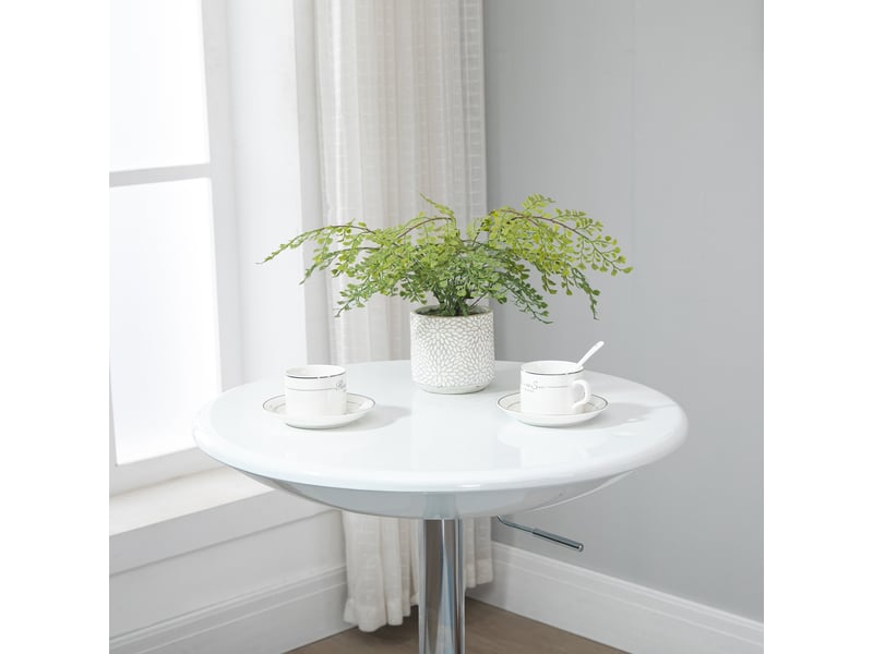  Table de bar ronde réglable en hauteur avec plateau rotatif - lpospi - métal et abs blanc ø61 × 76-97 cm  - Conforama C