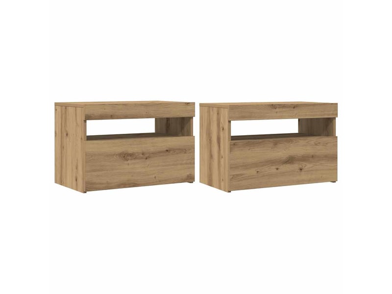 Meubles tv - banc tv - meuble de rangement avec lumières led 2 pcs chêne artisanal - Conforama A