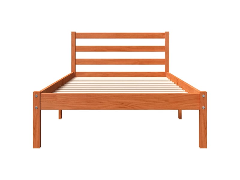  Lit simple- lit adulte -  cadre de lit sans matelas  marron 90x190 cm bois pin massif  - Conforama C