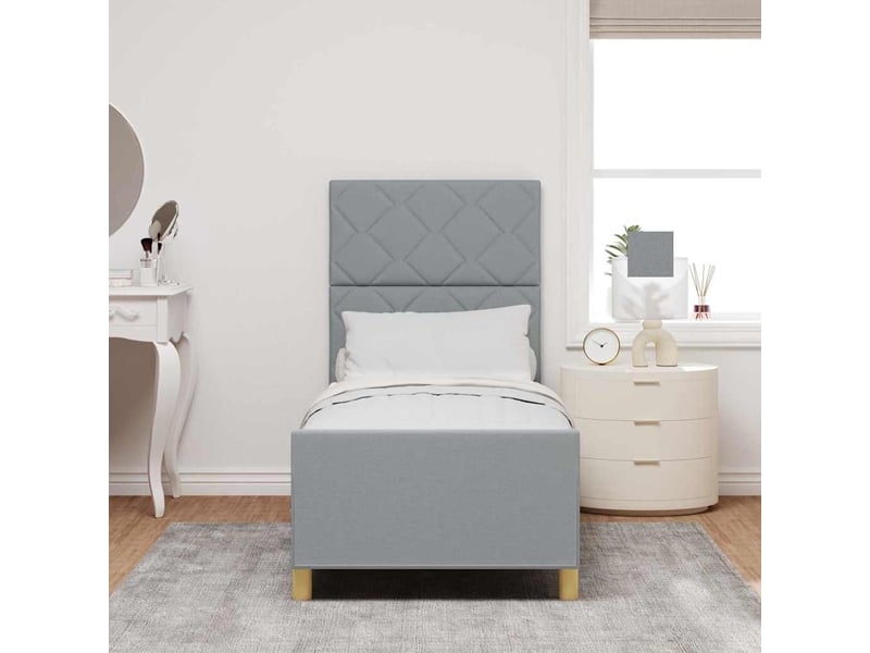 Lit simple- lit adulte - cadre de lit avec tête de lit gris clair 80 x 200 cm tissu - Conforama B
