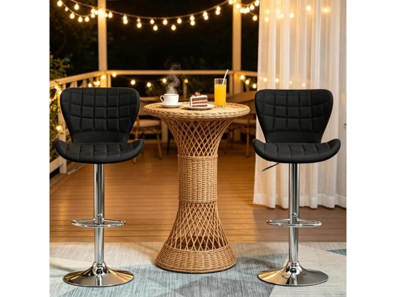  Tabourets de bar et cuisine pivotants, réglables en hauteur – lot de 2, confortables pour repas  - Conforama E