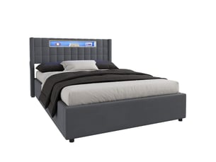 Lit coffre 140x200 cm TCQPZ   coloris gris