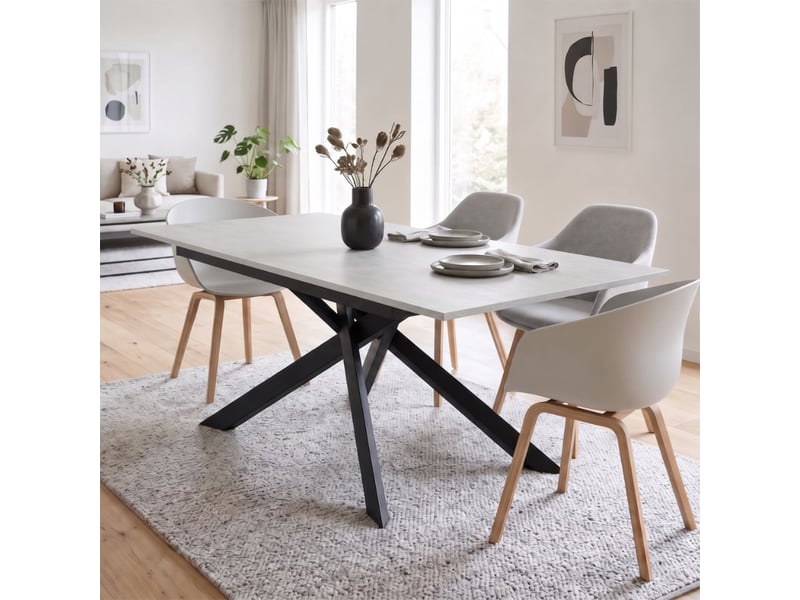 Table extensible en mélaminé avec structure noire 140190x90 pluto - blanc - Conforama B