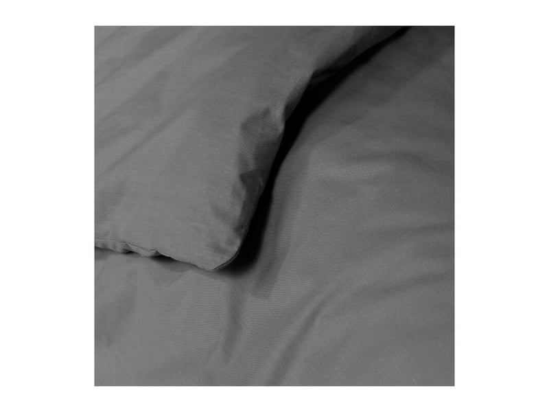  Housse de couette 1 personne 140 x 200 cm uni 57 fils lina anthracite  - Conforama C