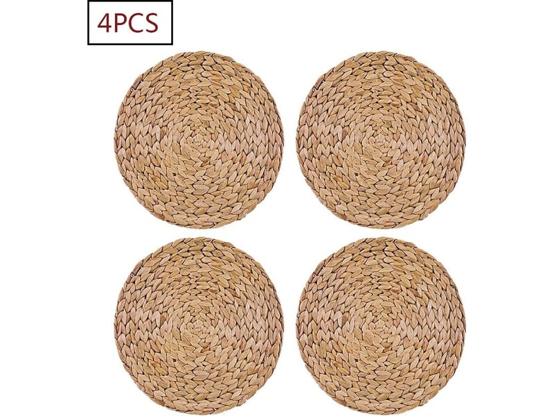  Lot de 4 sets de table ronds en jacinthe d'eau 30cm – tissage serré – résistants à la chaleur jusqu'à 30°c – protection durable pour vaisselle – mowze  - Conforama A