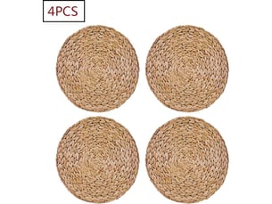 Lot de 4 sets de table ronds en jacinthe d'eau 30cm – tissage serré – résistants à la chaleur jusqu'à 30°c – protection durable pour vaisselle – mowze