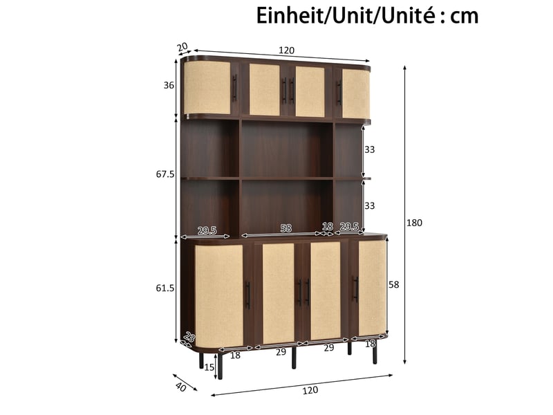  Ensemble de meubles tcqpz salon et salle à manger tv 3 pièces mdf noyer avec rangement  - Conforama C