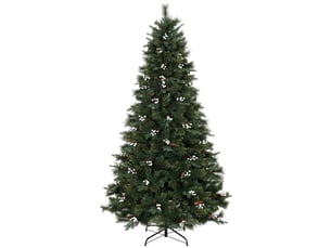 Sapin de noël artificiel de 220 cm avec 1116 branches, base métallique pliable, système à charnières, vert luxuriant et réaliste