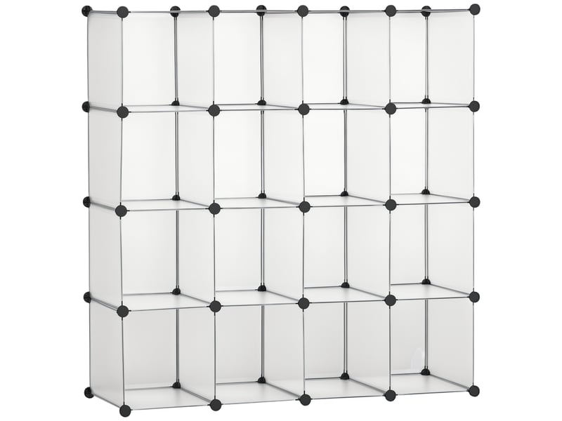 Rangement à chaussures modulaire en plastique transparent, 16 cubes, pour entrée, couloir ou chambre, 125 x 32 x 125 cm - Conforama A