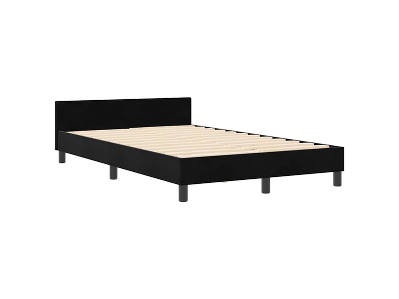 Lit adulte double, lit à ressorts avec tête de lit noir 120 x 190 cm velours - Conforama D