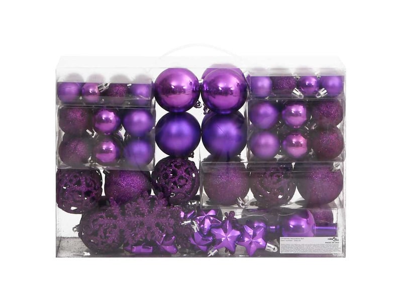  Ensemble de boules de noël 111 pièces violet polystyrène  - Conforama A