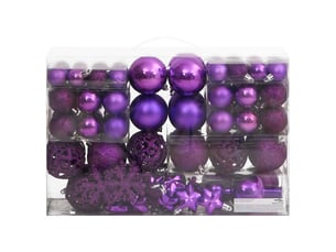 Ensemble de boules de noël 111 pièces violet polystyrène