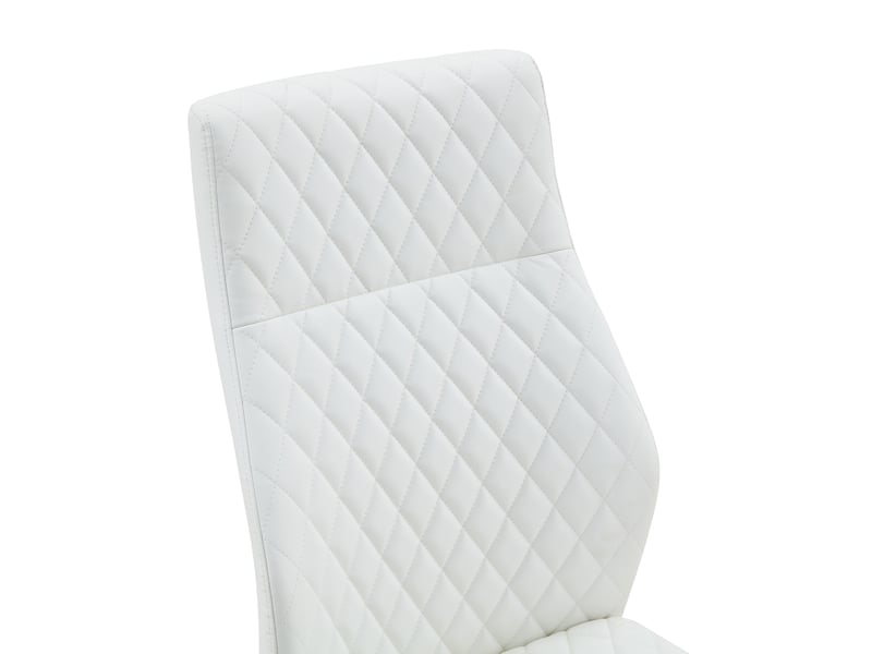 Lot de 2 chaises de salle à manger 43x63x100 cm, blanc+argenté, chaise cuisine avec dossier surélevé motif losange, métal+pu  - Conforama E