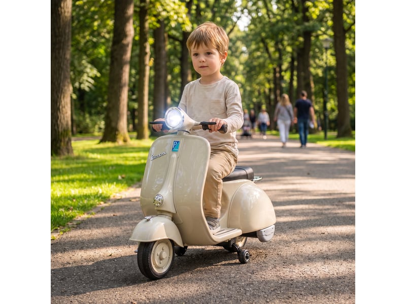  Moto électrique pour enfants, vespa sous licence, 6v, démarrage progressif, blanche  - Conforama E