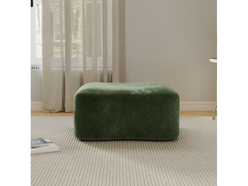  Repose-pied pouf modulaire avec mousse haute résilience sans cadre et revêtement en velours, vert, 96 × 69 × 45 cm  - Conforama C