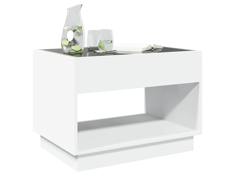 Table basse - table de salon - table à thé avec led infini blanc 70x50x50 cm - Conforama D