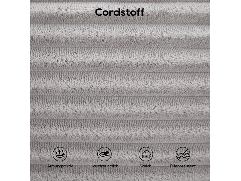  Canapé convertible 2 places 180x85x62 cm avec mousse à mémoire, revêtement côtelé, gris clair  - Conforama C