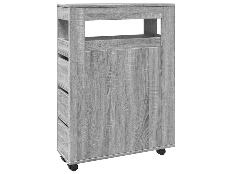Meuble étroit salle de bain, commode à roulettes sonoma gris shl6943 - Conforama A