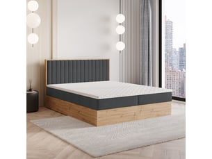 Lit avec rangement 140x200 cm <strong>MASSENO</strong>  <strong></strong> coloris gris