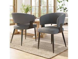 Lot de 2 chaises de salle à manger en flanelle grises avec pieds en métal