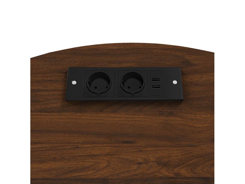  Table de chevet ronde 60x60x60 cm coloris noyer avec prise et 2 ports usb  - Conforama E