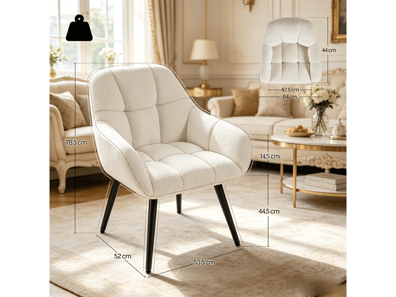  Fauteuil lounge moderne 1 place avec dossier, chaise d’appoint élégante pour salon  - Conforama C