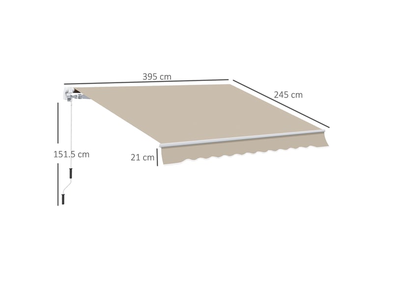  Store banne à enrouleur manuel 4 x 2,5 m avec housse imperméable, métal et aluminium, beige  - Conforama E