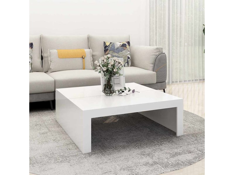  Table basse - table de salon - table à thé blanc 100x100x35 cm bois d'ingénierie  - Conforama B