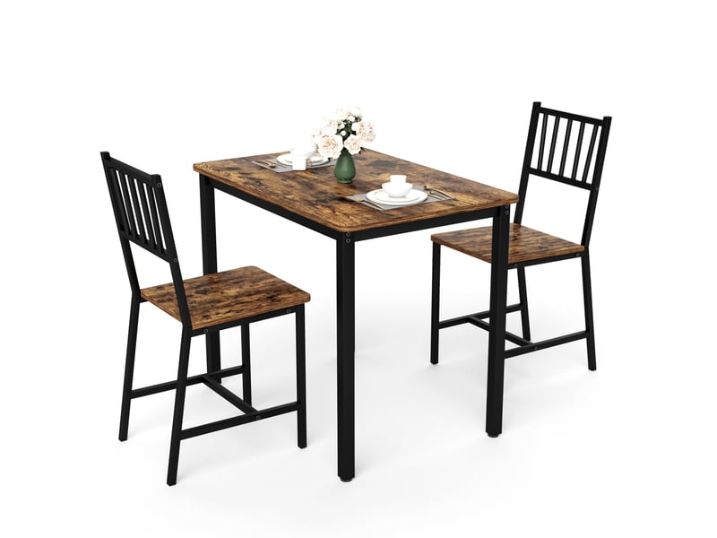  Ensemble table à manger 90x60x75,5 cm, 2 chaises, style industriel, meuble chambre, aggloméré et métal, marron et noir  - Conforama A