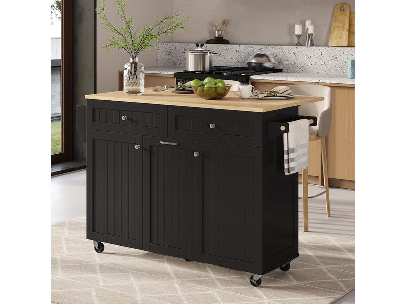  Îlot de cuisine mobile avec plateau extensible et rangement evryae  - Conforama D