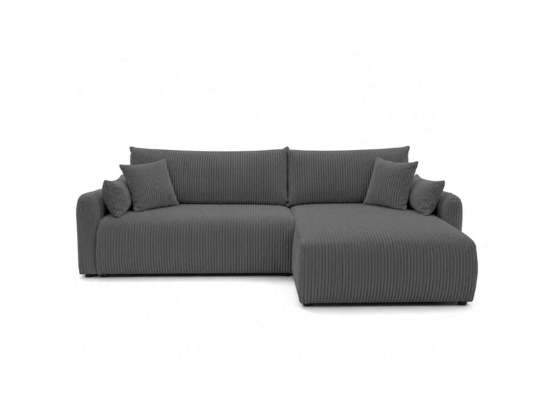  Apoline - canapé d'angle réversible convertible 4 places avec coffre en velours côtelé  - Conforama E