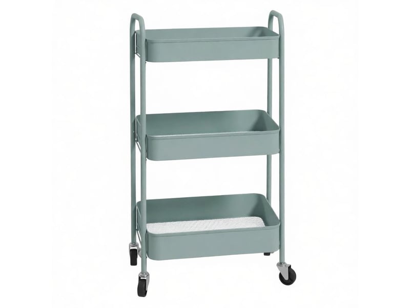 Chariot de service mobile 3 niveaux, étagères ouvertes et roulettes, rangement pratique - Conforama A