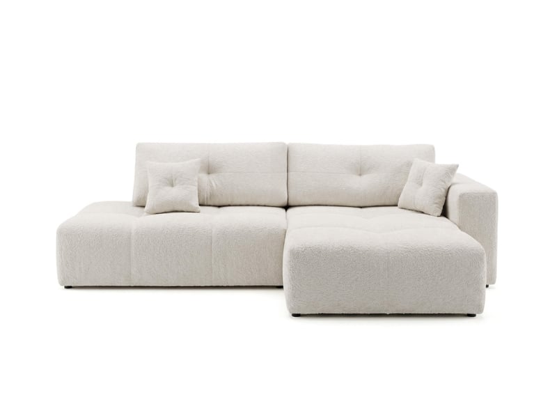  Celine - canapé d'angle fixe convertible 4 places en bouclette  - Conforama E