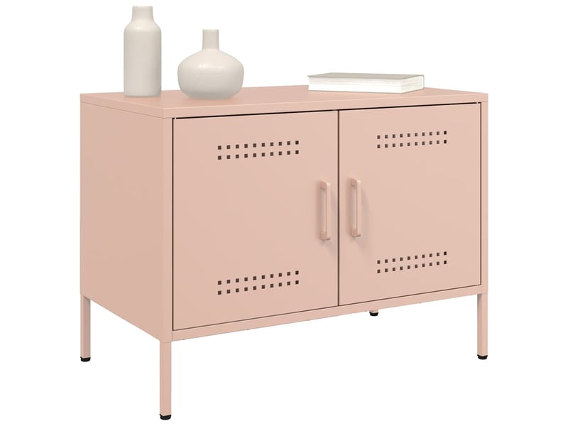  Lot de 2 meuble tv bas salon rose 68x39x50,5 cm acier shl58778  - Conforama D