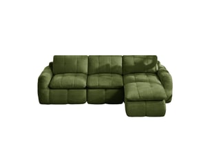 Canapé d'angle compressé réversible fixe <strong></strong> <strong>Fay Lum</strong> 3 places Tissu vert