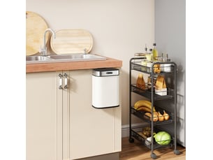 Corbeille à déchets 5 l 21,5x19,5x30 cm à poser ou à suspendre blanc crème