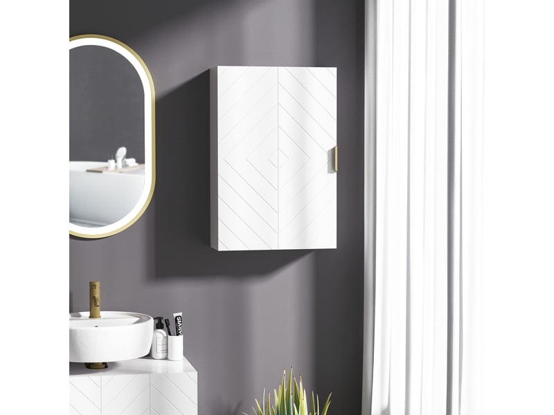  Armoire murale de salle de bain, armoire à pharmacie murale avec étagère réglable meuble de rangement  - Conforama W